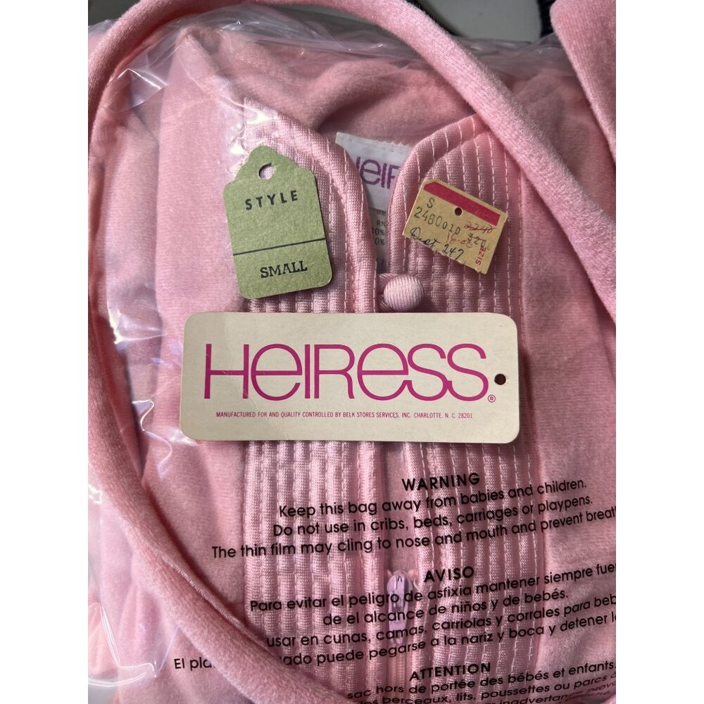 Vtg Heiress NWT Pink Bath Robe Small Quilted Trim USA Union Made Belt - Picture 10 of 15